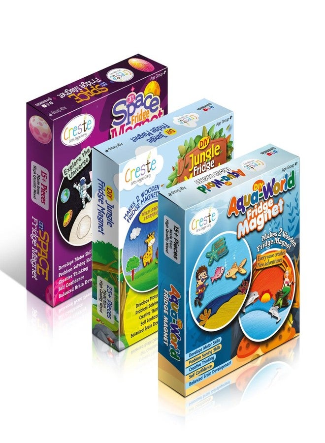 creste DIY Fridge Magnet Making Kit for Fridge Decoration | Art and Craft Educational Fun Activity Kit for Kids Combo (Pack of 3) - Image 1